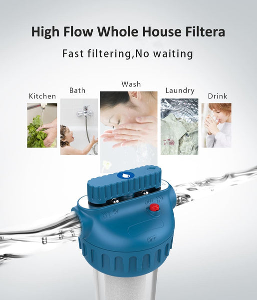 AMBOHR AF-P10 Whole House Under Water Spin Down Sediment Water Pre-Filter System with Bypass Valve Functions 400g/h High Flow and 5um High Accurate Rating
