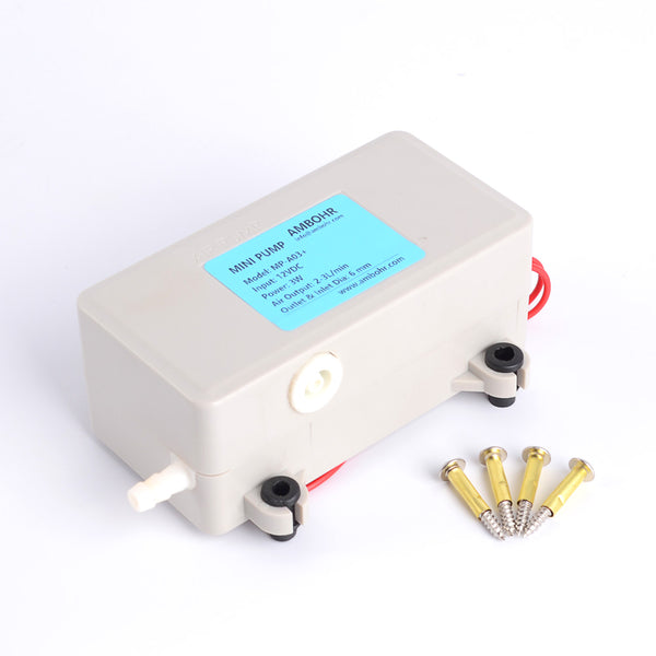 AMBOHR 12Vac Mini Electric Air Pump MP-A03 Plus 3 W 2 PSI (14 Kpa) Single Diaphragm, Duckbill Valves 1/4" (6 mm)