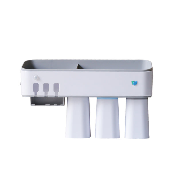 Toothbrush Holder with LED UV Light Sterilizer Wireless Wall Mounted Automatic Toothpaste Dispenser ATH-100